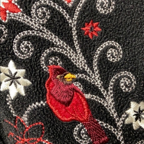 Croft & Barrow black embordered fleece zip up top - Picture 5 of 7